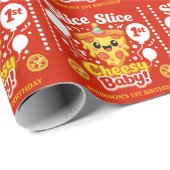 Papier Cadeau Tranches Tranches Bébé Pizza Fromage 1er Anniversa (Coin rond)