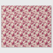 Papier Cadeau Tranquil Red Floral Avian Print (Plat)