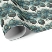 Papier Cadeau Tranquillité majestueuse : Vert et Or (Coin rond)