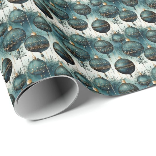 Papier Cadeau Tranquillité majestueuse : Vert et Or (Coin rond)