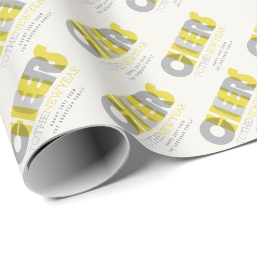 Papier Cadeau Transparent Bold Bonne Année Fête Des Vacances (Coin rond)