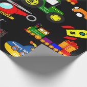 Papier Cadeau Transport avec nom et âge personnalisés Anniversai (Coin)