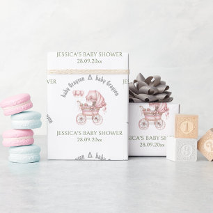 Papier Cadeau Transport de bébé rose Baby shower personnalisé