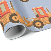 Papier Cadeau Transport Payloader orange - bleu (Coin rond)