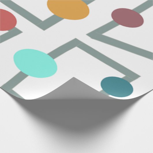 Papier Cadeau Trapézoïdes et cercles modernes du milieu du siècl (Coin)