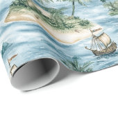 Papier Cadeau Treasure Island Birthday (Coin rond)