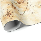 Papier Cadeau Treasure Island Map Birthday (Coin rond)