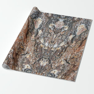 Papier Cadeau Tree Bark Photo Rustique Brown et Black Nature