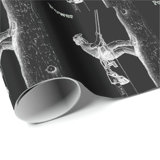 Papier Cadeau Tree Surgeon Arborist at work present Chainsaw (Coin rond)