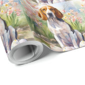 Papier Cadeau Treeing Walker Coonhound avec œufs de Pâques de va (Coin rond)