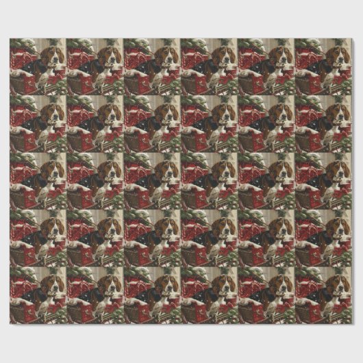 Papier Cadeau Treeing Walker Coonhound Dog Christmas Festive (Plat)