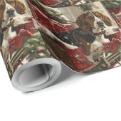 Papier Cadeau Treeing Walker Coonhound Dog Christmas Festive (Coin rond)