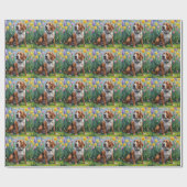 Papier Cadeau Treeing Walker Coonhound Peinture des fleurs de pr (Plat)