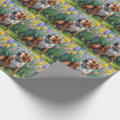 Papier Cadeau Treeing Walker Coonhound Peinture des fleurs de pr (Coin)