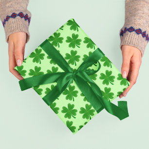 Papier Cadeau Trèfle à 4 feuilles Saint-Patrick Vert clair
