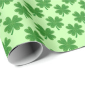 Papier Cadeau Trèfle à 4 feuilles Saint-Patrick Vert clair (Coin rond)