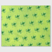 Papier Cadeau Trèfle à l'aquarelle de la Saint-Patrick sur fond (Plat)