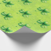 Papier Cadeau Trèfle à l'aquarelle de la Saint-Patrick sur fond (Coin)