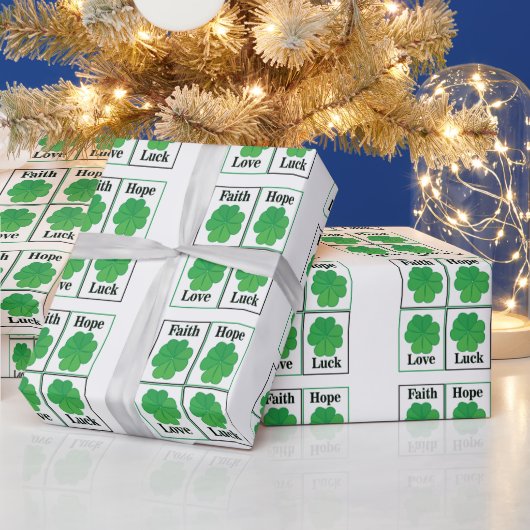 Papier Cadeau Trèfle à quatre feuilles Saint-Patrick Trèfle à qu (Vacances)