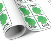 Papier Cadeau Trèfle à quatre feuilles Saint-Patrick Trèfle à qu (Coin rond)