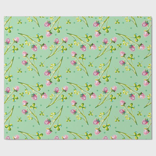 Papier Cadeau Trèfle d'aquarelle (Plat)