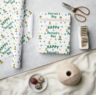 Papier Cadeau Trèfle de Trèfle Vert Leprechaun Fête de la Saint-