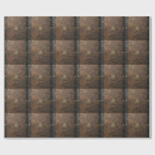 Papier Cadeau Trèfle doré Saint-Patrick, Cuir marron (Plat)