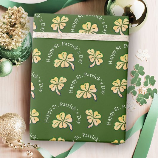 Papier Cadeau Trèfle Trèfle Vert Fête de la Saint-Patrick