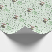 Papier Cadeau Trèfle Vert de Flamant Chanceux (Coin)