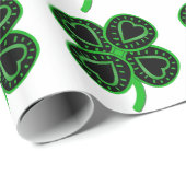 Papier Cadeau Trèfle vert noir avec le papier de St Patrick W de (Coin rond)