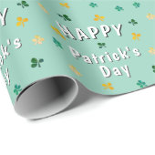 Papier Cadeau Trèfle Vert Shamrock Joyeuse Fête de Saint-Patrick (Coin rond)