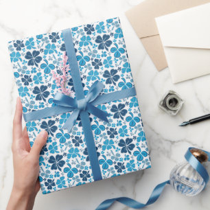 Papier Cadeau Trèfles chanceux bleus Saint-Patrick