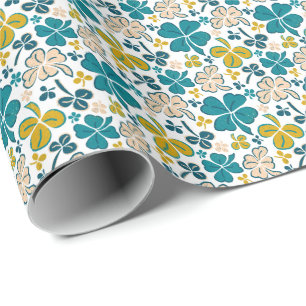 Papier Cadeau Trèfles Chanceux Verts Shamrocks Jour de la St-Pat