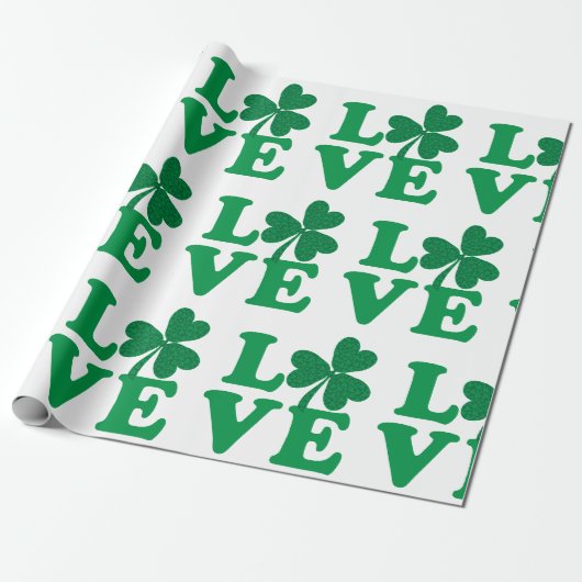 Papier Cadeau Trèfles d'amour (Déroulé)