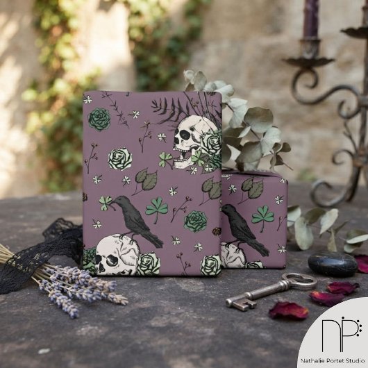 Papier Cadeau Trèfles de Crâne Irlandais St Patrick