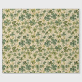 Papier Cadeau Trèfles verts délicats sans couture (Plat)