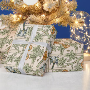 Papier Cadeau Treillis de Morris - Motif vintage de fleurs et d'