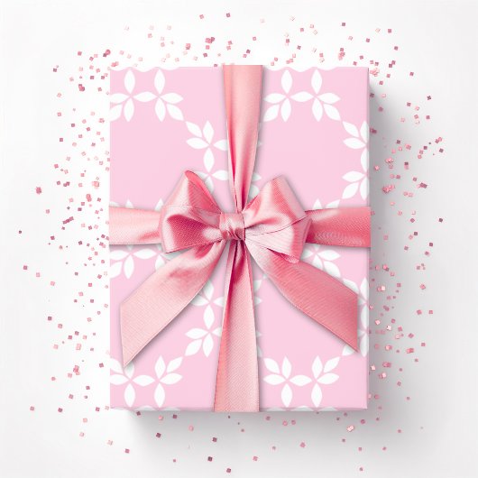 Papier Cadeau Treillis feuillu rose