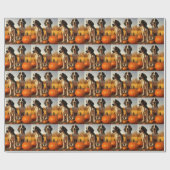 Papier Cadeau Trek Walker Coonhound Chiot Citrouille d'automne (Plat)