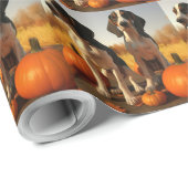 Papier Cadeau Trek Walker Coonhound Chiot Citrouille d'automne (Coin rond)