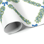 Papier Cadeau Trellis Bleu Bow (Coin rond)