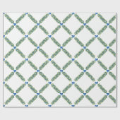 Papier Cadeau Trellis de Noël Ruban Bleu (Plat)