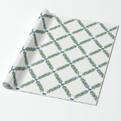 Papier Cadeau Trellis de Noël Ruban Bleu (Déroulé)
