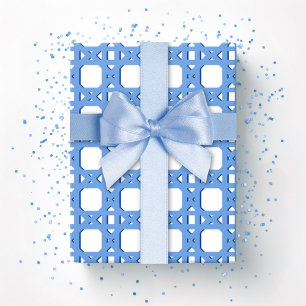 Papier Cadeau Trellis en Rotin de Style Chinois en Bleu