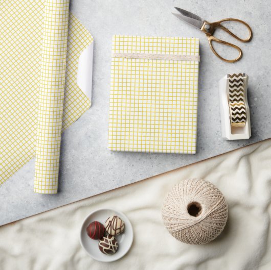 Papier Cadeau Trellis Jaune Doré - Blanc (Artisanat)