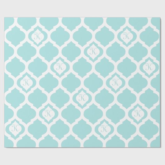 Papier Cadeau Trellis marocain aqua turquoise et blanc enveloppe (Plat)
