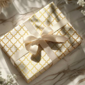 Papier Cadeau Trellis Marocain Blanc Or Moderne Élégant