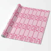 Papier Cadeau Trellis octogonal Chippendale en rose gras (Déroulé)