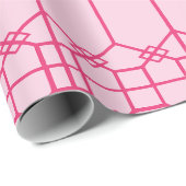 Papier Cadeau Trellis octogonal Chippendale en rose gras (Coin rond)