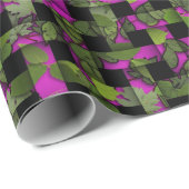 Papier Cadeau Trellis rose Papier à enveloppement Feuille vert (Coin rond)